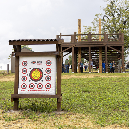 Archery range showing a target in front of the Archery range